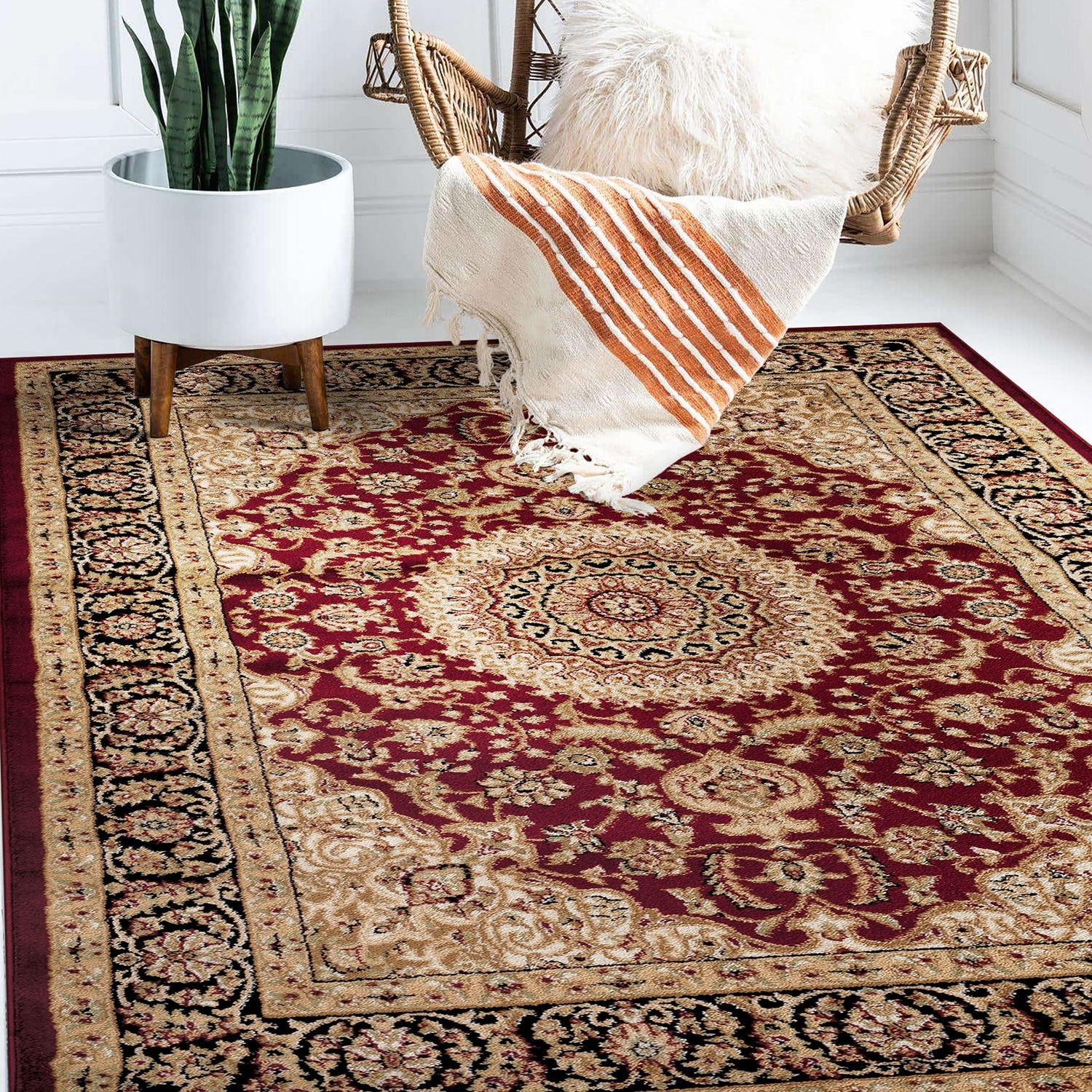 World Rug Gallery Traditional Oriental Medallion Area Rug Burgundy 7'10