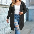 thumbnail image 2 of Nokdvo Zipper Hoodies for Women Long Tunic Hooded Sweatshirts Fall Plus Size Long Sleeve Jackets Y2k Casual Cardigan Coat with Pockets Black 4XL, 2 of 4