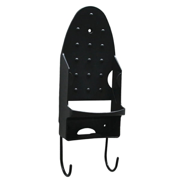 Soporte de pared para tabla de planchar con ganchos para guardar la plancha y la tabla de planchar. negro