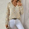 thumbnail image 6 of Yellow Sweaters for Women's Spring and Autumn Winter New Knitted Sweater Style V Neck Hollow Long Sleeve Solid Color Casual Sweater Womens Fall Fashion 2025, 6 of 6