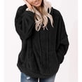 thumbnail image 3 of Sudadera de felpa para mujer, capucha con cordón, ajuste holgado, sudadera con capucha para mujer con bolsillo frontal para el trabajo, deportes diarios, negro S, 3 of 6