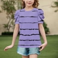thumbnail image 2 of Zpanxa Girls Summer Top Girls Short Sleeve Crew Neck Allover Print Daily School Uniform Blouse Tee Purple 6 Years, 2 of 4