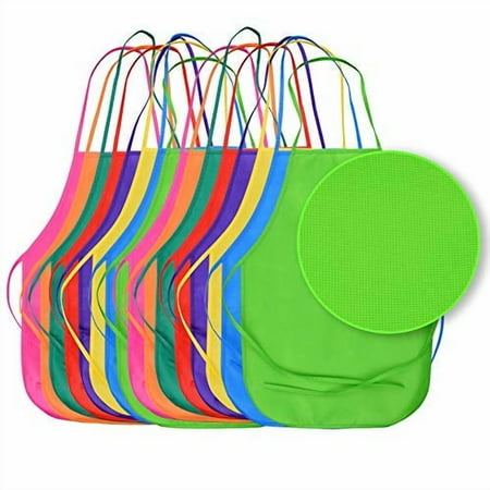 Onepine 16 Pieces 8 Colors Fabric Aprons Painting Aprons Children's Art Smock for Kitchen, Classroom, Painting Activity
