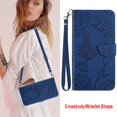 thumbnail image 2 of Dteck Crossbody Wallet Phone Case for iPhone 13,PU Leather Butterfly Embossed Magnetic Folio Flip Stand Cover with Shoulder Strap Lanyard Wristlet for iPhone 13,Blue, 2 of 7