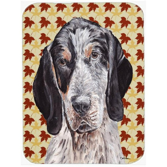 7.75 x 9.25 In. Blue Tick Coonhound Fall Leaves Mouse Pad, Hot Pad Or Trivet