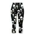 thumbnail image 4 of SCRAWLGOD Skull Black High Waisted Yoga Pants for Women with Pockets Tummy Control Workout Leggings Lightweight Stretch Yoga Capris for Running Cycling, S, 4 of 7