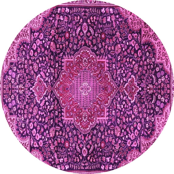 Ahgly Company Indoor Round Medallion Pink Traditional Area Rugs, 8' Round