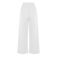 thumbnail image 6 of LEBONYARD Womens Pants Clearance,Women Plus Size Cotton Linen Wide Leg Trouser,Fashion Womens Casual Solid Color Pants Straight Wide Leg Trousers Pants White L, 6 of 6