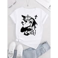 thumbnail image 2 of Women's Fashion Casual Round Neck Short Sleeve T-Shirt, Polyester Knit, Comfortable Summer Top with Graphic Print, All-Season Ladies Leisure Sportswear, 2 of 8