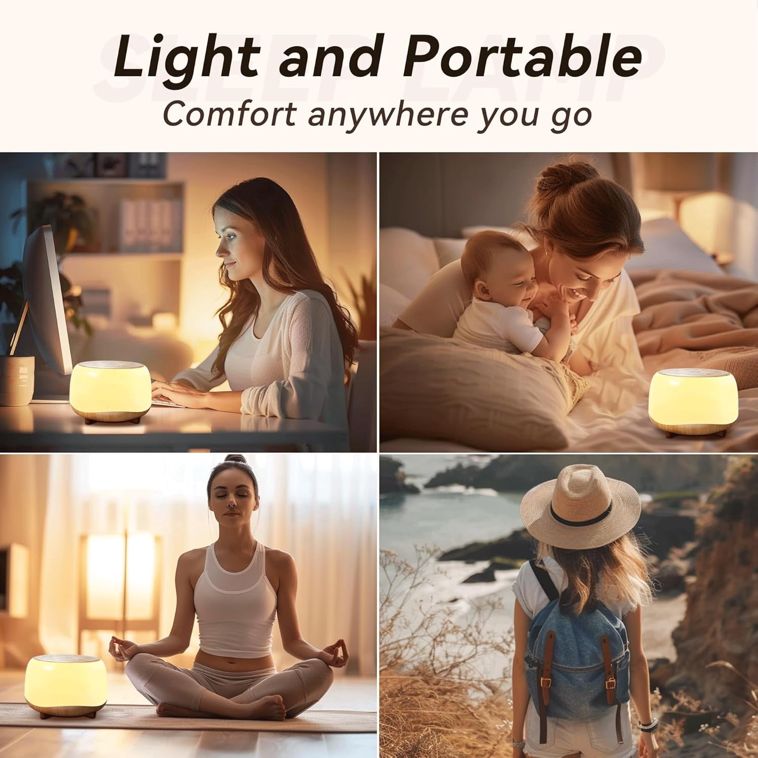 White Noise Sound Machine with 8 Colors Night Light 34 Soothing Sounds, Portable Sound Machine for Baby Adults Kids Sleep with 30 Volume Levels 4 Timers Adjustable Brightness (White)