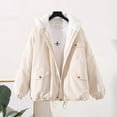 thumbnail image 2 of Lixiuxyad Puffer Jacket Women Fleece Lined Jacket Winter Reversible Coat Fashion Hooded Zip Up Oversized Sweatshirt Outerwear Beige, 2 of 5