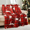 thumbnail image 4 of Exclusivo Mezcla Fleece Twin Blanket for Bed, Ultra Plush Christmas Holiday Printed Velvet Blankets,Lightweight and Cozy-60"x80"(Red Checkered), 4 of 6