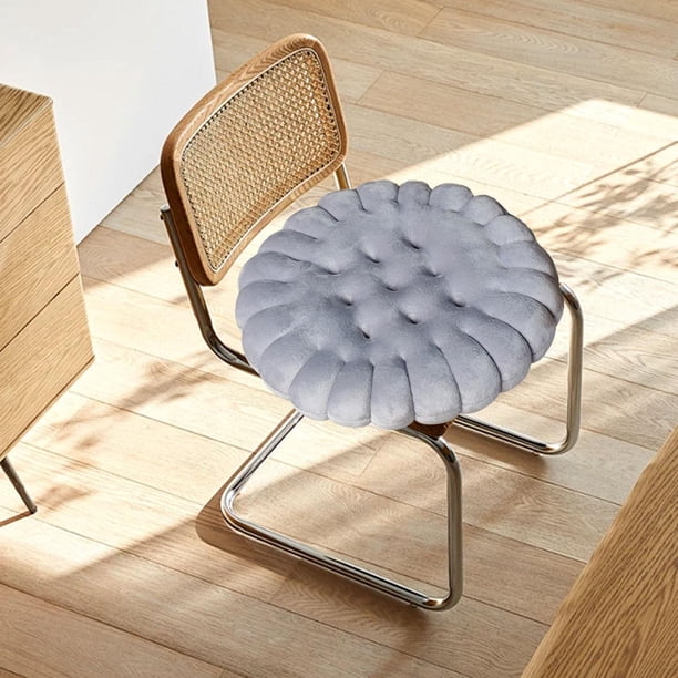 Cojín con forma de galleta, cojín de meditación, suave y cómodo, cojín de suelo sencillo, cojín para silla, para sala de estar, sofá, balcón, decoraci Redondo gris