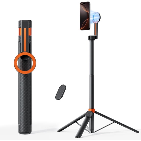 65" Magnetic Tripod for iPhone with Remote, Selfie Stick for iPhone Magsafe, Cell Phone Tripod Stand for Recording, Travel Tripod Compatible with 16/15/14/13/12 Series