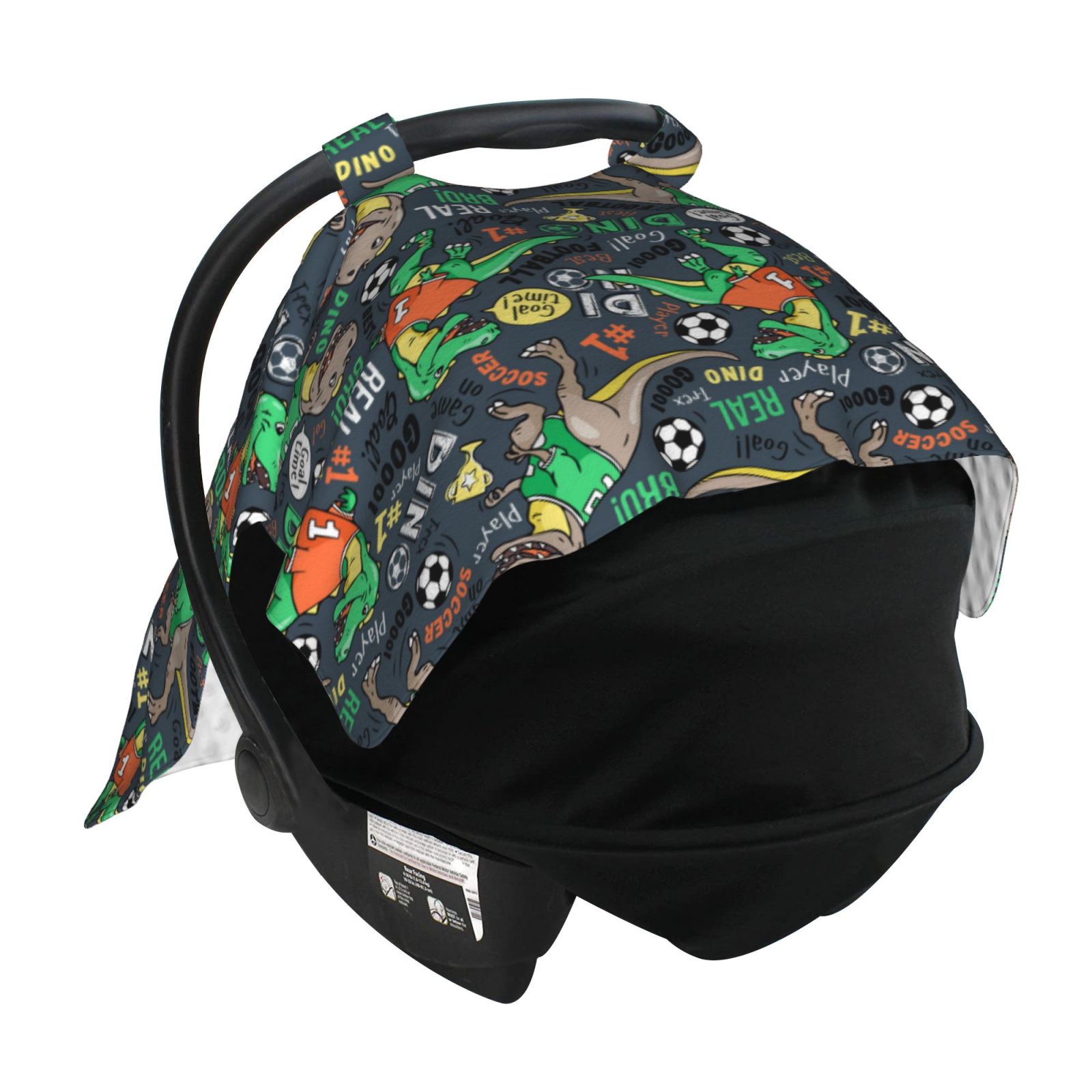 Car Seat Cover Baby - Dinosaur Plays Soccer Breathable Infant Car Seat Cover for Baby Carseat, Lightweight Comfort Baby Essentials Must Haves Newborn Stuff for Girl Boy