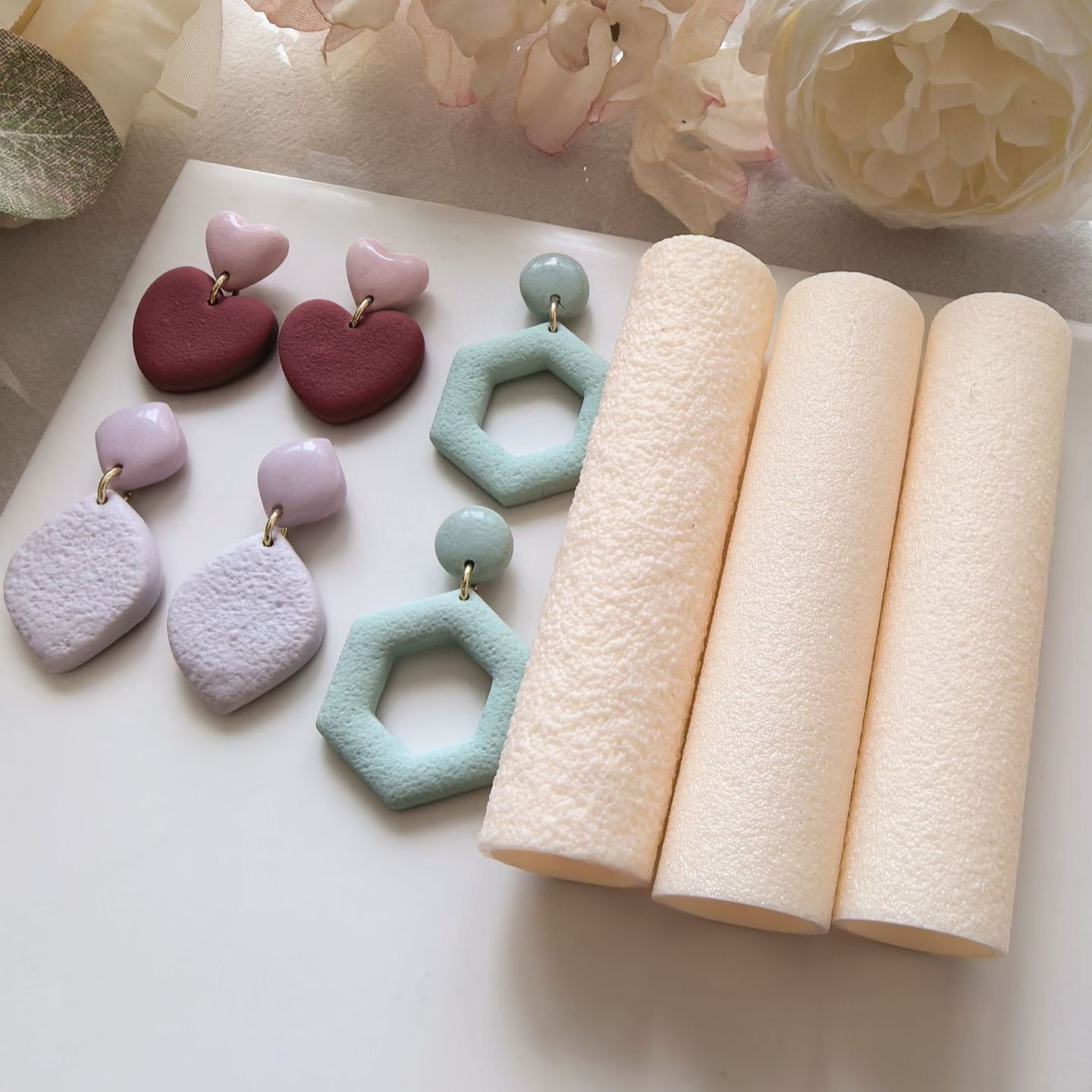 1 high-precision flocked textured soft clay roller DIY earring making tool