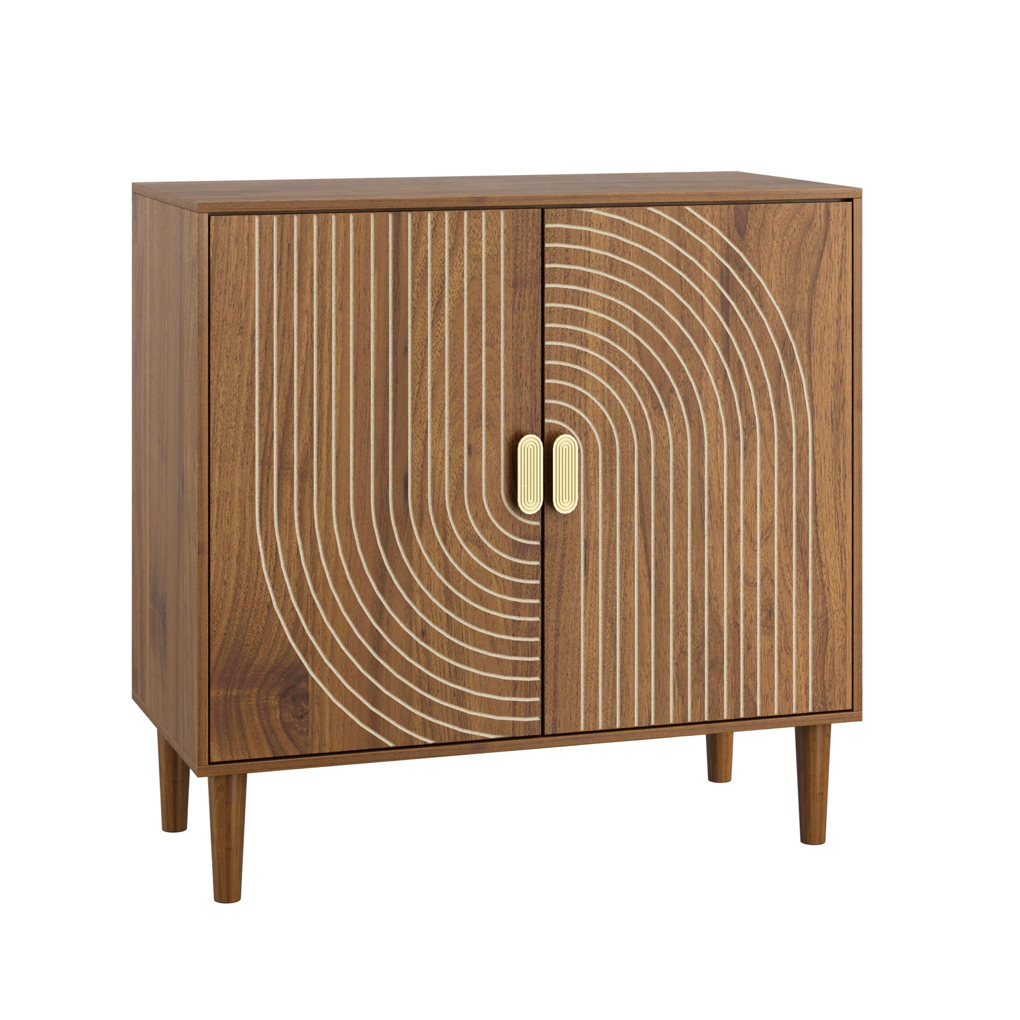 Sailvan Wood Buffet Cabinet, Line Groove Design, 2-Door Storage Sideboard