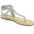 thumbnail image 4 of Alpine Swiss Womens Rhinestone T-Strap Sandals Ankle Strap Flat Summer Shoes, 4 of 6