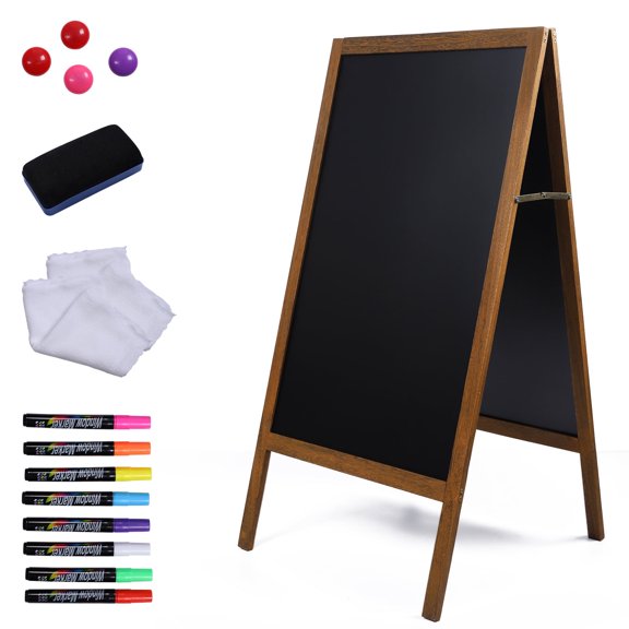 A Frame Chalkboard Sign 40" x 20", Magnetic Wooden Chalk Board Sign Board with stand, Double-Sided Sandwich Board, Menu Board, Chalkboard Easel, Sidewalk Signs Outdoor for Restaurant, Cafe, Wedding