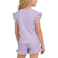thumbnail image 3 of OGLCCG Girls 2 Piece Outfits Summer Ruffle Short Sleeve T-Shirts and Shorts Sets Ice Silk Sport Suits 1-10 Years, 3 of 7