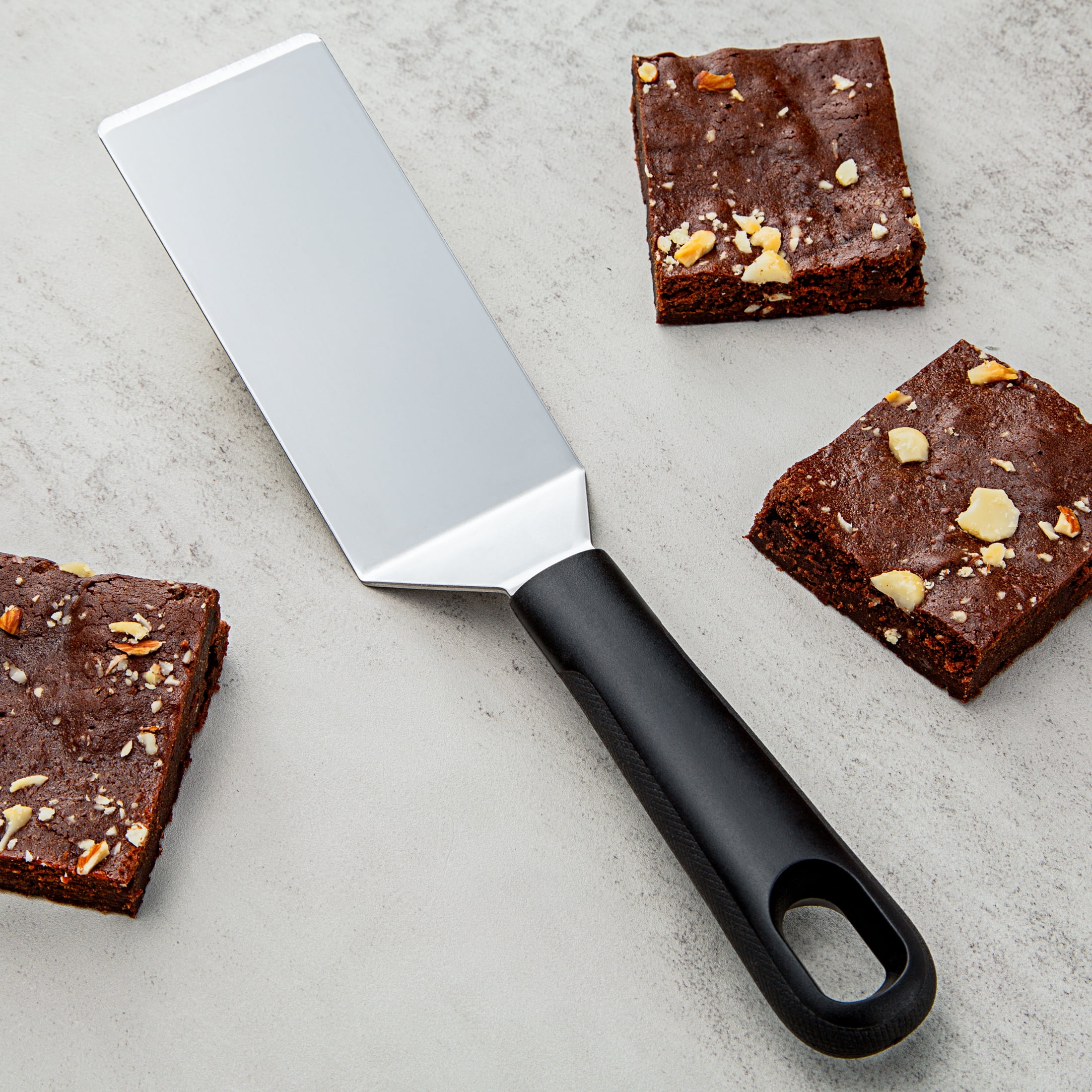 Mainstays Stainless Steel Mini Dessert Spatula with Softgrip Handle for Serving Pancakes or Desserts