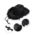 thumbnail image 3 of Luxtrada Cowgirl Hat with Fluffy Feathers Novelty Cowboy Hat Party Costume Accessories (Black), 3 of 7