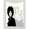 thumbnail image 1 of Abstract Woman Tapestry, Background of Cityscape with a Modern Lady, Wall Hanging for Bedroom Living Room Dorm Decor, 60W X 80L Inches, Pale Taupe Charcoal Grey White and Vermilion, by Ambesonne, 1 of 2