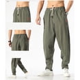 thumbnail image 7 of HAPIMO Men's Cotton Linen Jogger Cuff Pants Summer Discount Sale Elastic Waist Drawstring Comfy Fashion Casual Loose Workout Sports Trousers for Boys Solid Green XXXL, 7 of 7