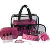 Caboodles Pink Satin Cosmetic Bag Set, 10 pc