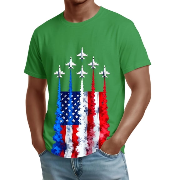 250 Anniversary Shirt for Men Patriotic Airplane Fighter Jet American Flag 4th of July T-Shirt Green XXL