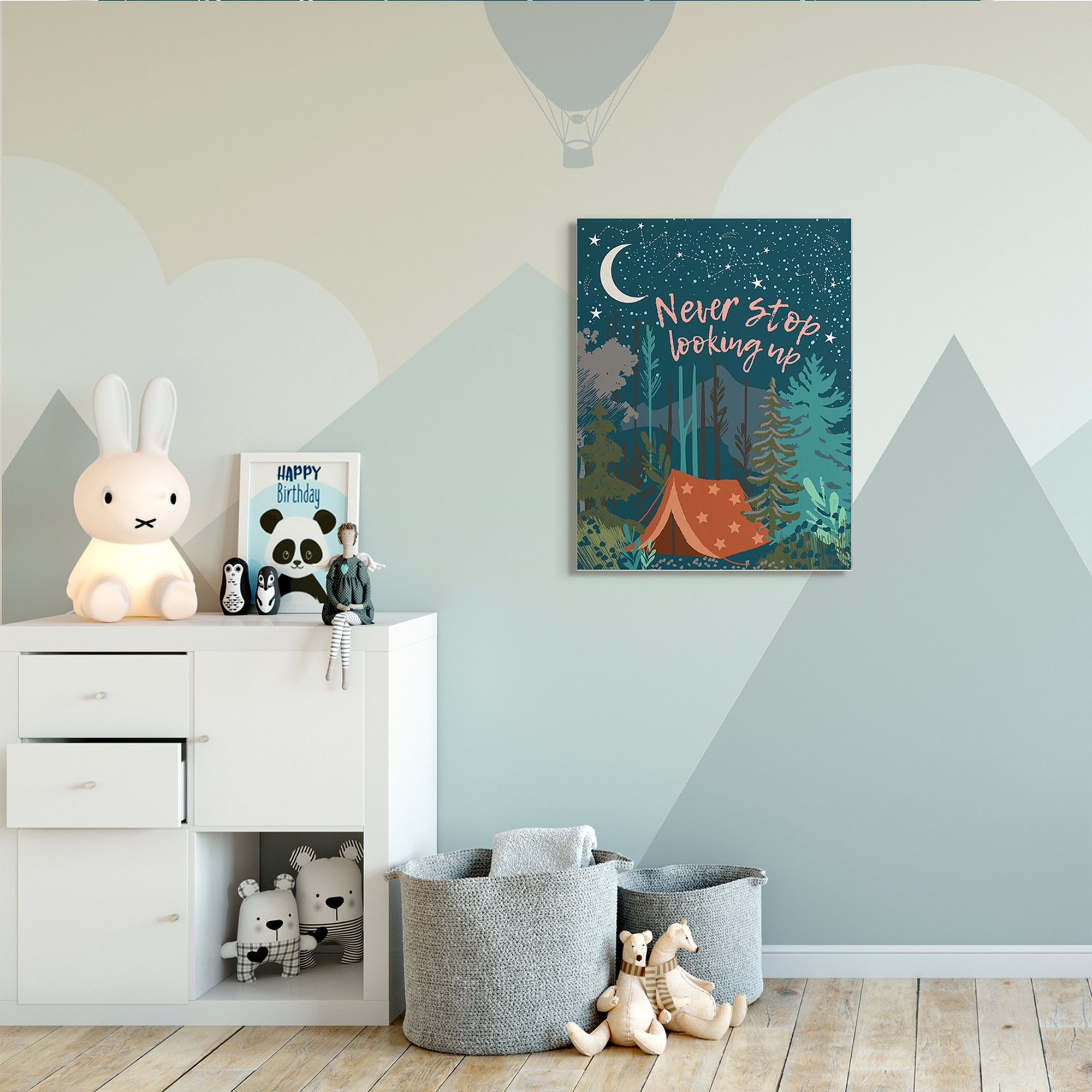Stupell Industries Never Stop Looking Up Phrase Night Sky Camping,30 x 40,Designed by Jennifer Ellory