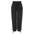 thumbnail image 6 of Tittly Palazzo Pants Lounge Pants Women Linen Pants Women Straight Leg Summer Cotton Casual High Waist Elastic Linen Beach Pants Pants for Women Trendy Comfy Pants Women Black S, 6 of 9