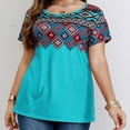 thumbnail image 2 of Camiseta de Manga Corta de Cuello Redondo Impresa Casual de Tamaño Grande Hecha de Cómodo Estante de Imitación para el Uso Diario, Camisetas Cortas para Mujeres, 2 of 8