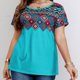 thumbnail image 2 of Camiseta de Manga Corta de Cuello Redondo Impresa Casual de Tamaño Grande Hecha de Cómodo Estante de Imitación para el Uso Diario, Camisetas Cortas para Mujeres, 2 of 8