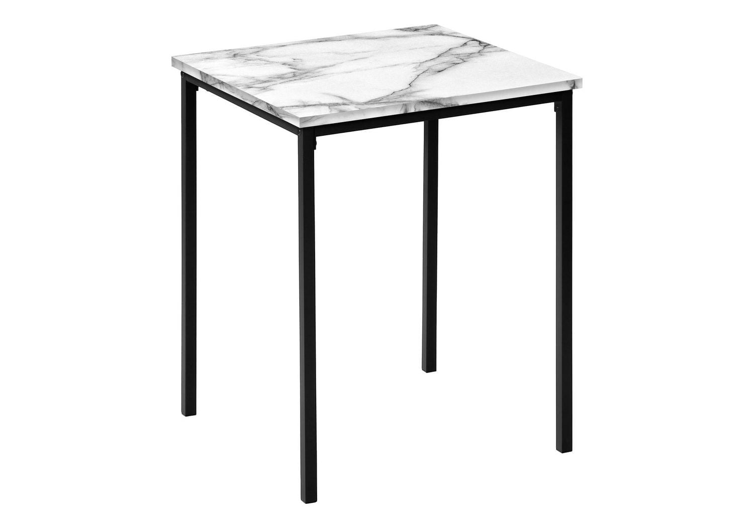 Monarch Specialties  Ensemble De Tables, Ensemble De 3 Pièces, Café, Bout, Métal Noir, Stratifié Aspect Marbre Blanc, Contemporain, Moderne