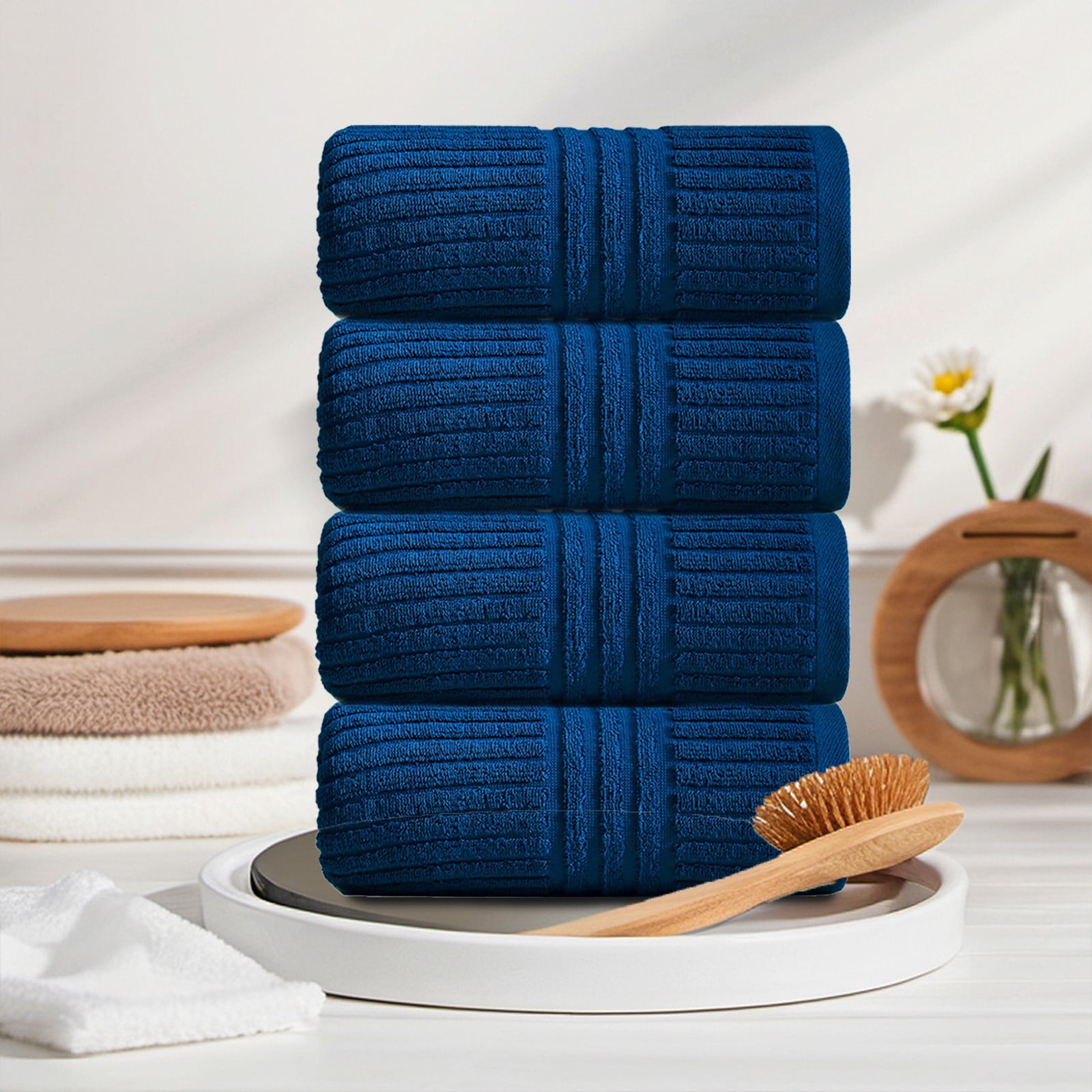 Summer Savings Clearance! Boovnll 4 Pack Hand Towels for Bathroom, 13x28" Super Soft & Absorbent Quick Dry Solid Color Cotton Towels, Thicken Microfiber Hand Towels for Hotel, Pool, Spa, Beach, Towels