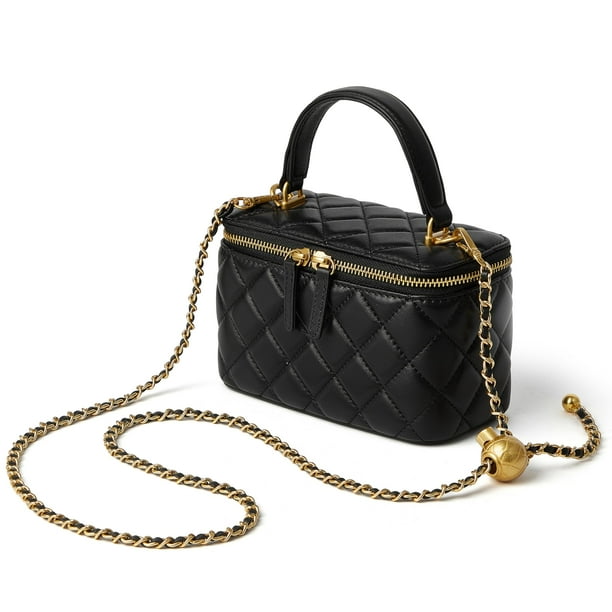 Bolso DORIS&JACKY, pequeño, acolchado, cuadrado, bandolera, negro