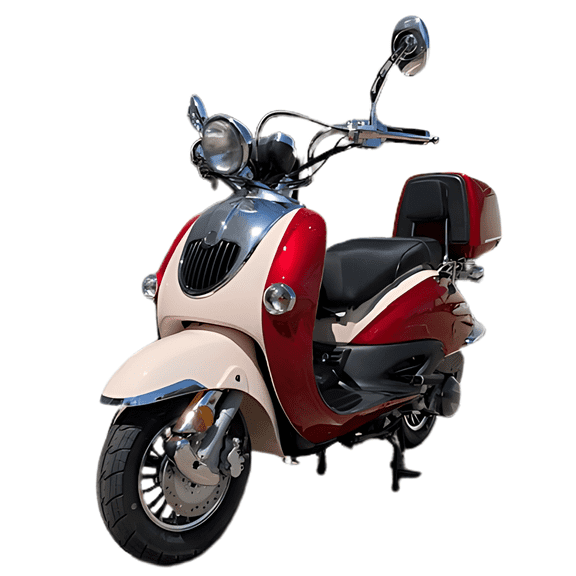 Trailmaster Sorrento 50 Retro Style Gas Powered Scooter, 49.6cc, Electric Start, Up to 35 MPH, (Red)