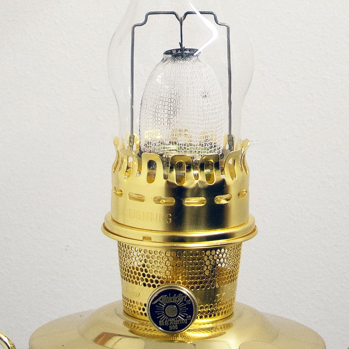 Aladdin Brass Hanging Oil Lamp with Larger Fuel Tank, Genie III Chandelier for Homesteaders or Emergencies, 28 in tall, Brass Trim