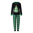 thumbnail image 2 of Conjunto de pijamas navideños familiares a juego con estampado de árbol, letras y cuadros. Pijamas de vacaciones para papá, mamá y niños., 2 of 9