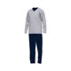 thumbnail image 2 of TOM TAILOR Pijama Hombre - Pijama, Algodón, Cuello de Pico, Logo, liso, largo Gris claro/azul oscuro L (Large), 2 of 5