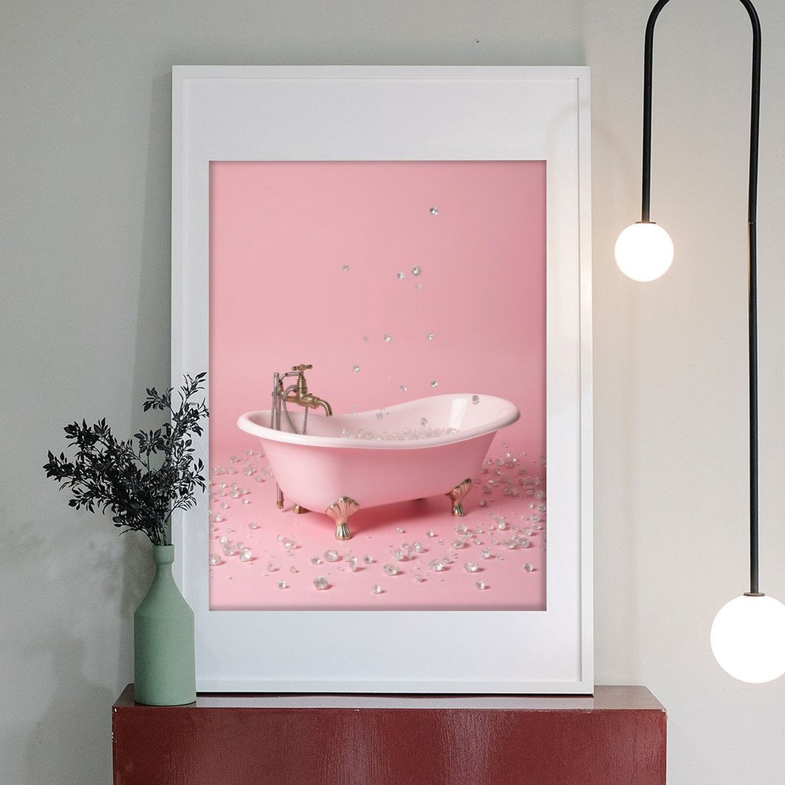 Diamond Art Kits for Adults - 5d Pink Bathtub Gems Luxury Scene Diamond Painting for Adults, Diamond Art for Adults Beginners, Diamond Painting Kits for Adults for Home Wall Decor