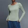 thumbnail image 5 of Womens Long Sleeve Workout Tops Seamless Compression Athletic Shirts Slim Fit Stretch Yoga Gym Sports Breathable Tees, 5 of 9