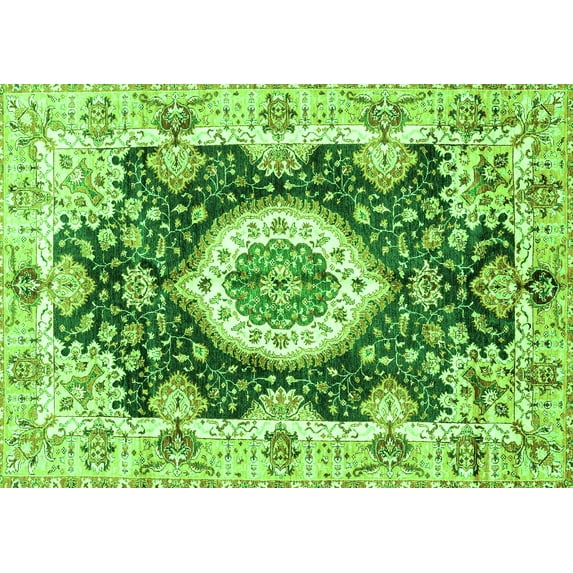 Ahgly Company Indoor Rectangle Abstract Green Modern Area Rugs, 2' x 4'