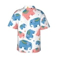 thumbnail image 3 of Cartoon Pink And Blue Elephants Hawaiian Shirts For Men, Summer Short-Sleeve Relaxed-Fit Button-Down Shirts Medium, 3 of 9