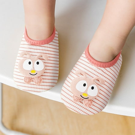 

TOWED22 Baby Sneaker Boys Girls Animal Prints Cartoon Socks Toddler The Floor Socks Barefoot Socks Non Slip Shoes Pink