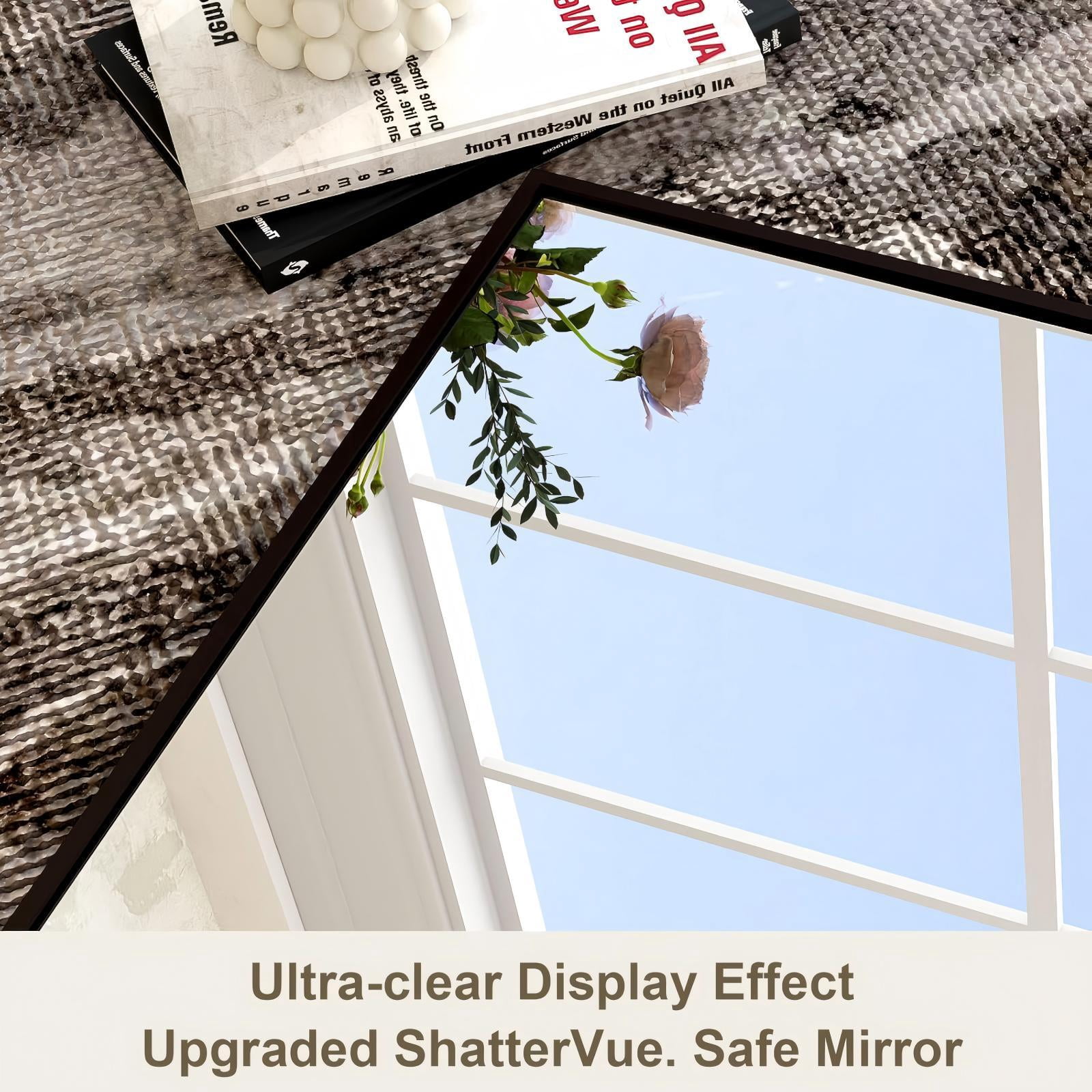 Anyrose 48"x14" Full Length Mirror Over The Door Mirror Wall Mounted, Black