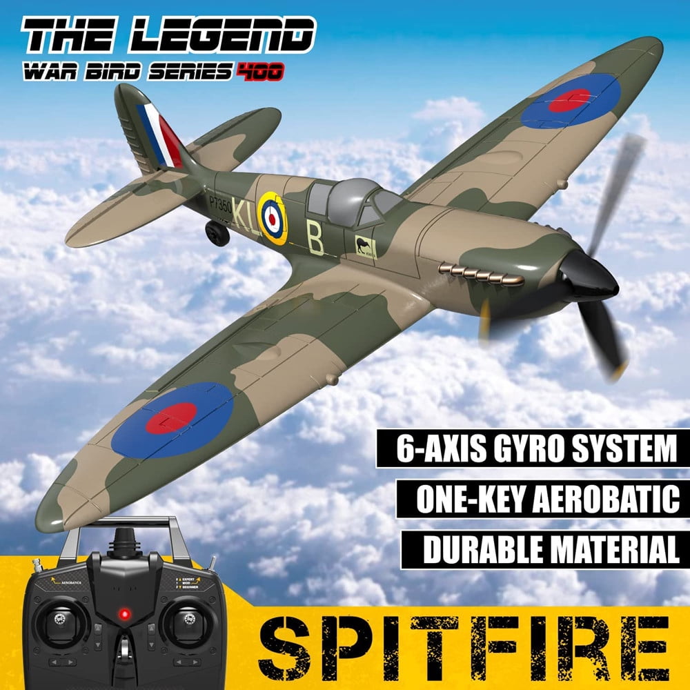 Roofworld RC Plane Spitfire Fighter RC-Fighter 4 CH Remote Control Airplane with Gyro System