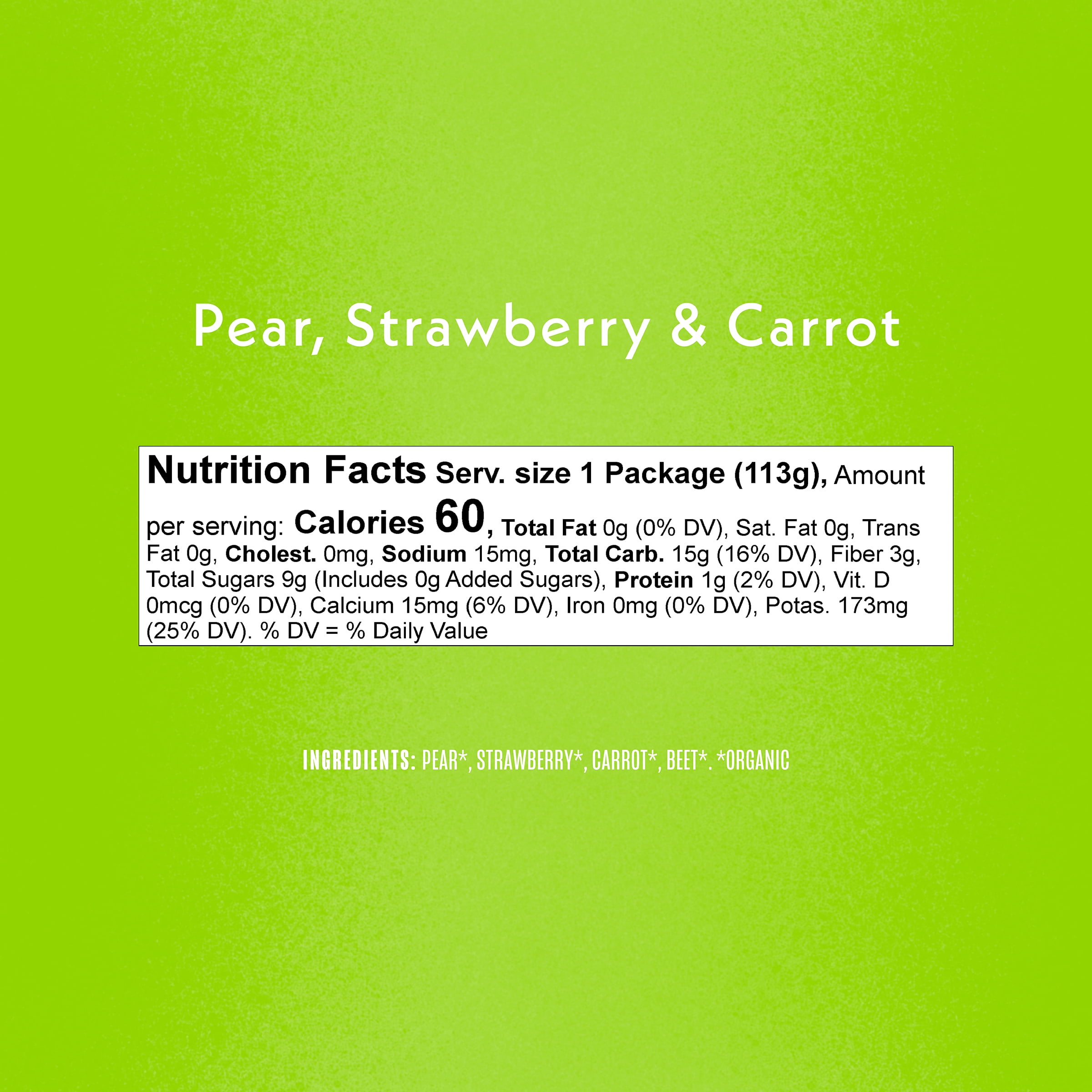 Once Upon a Farm Organic Refrigerated Baby Food Fruit & Veggie Blend Pear, Strawberry & Carrot, 4oz Bowl