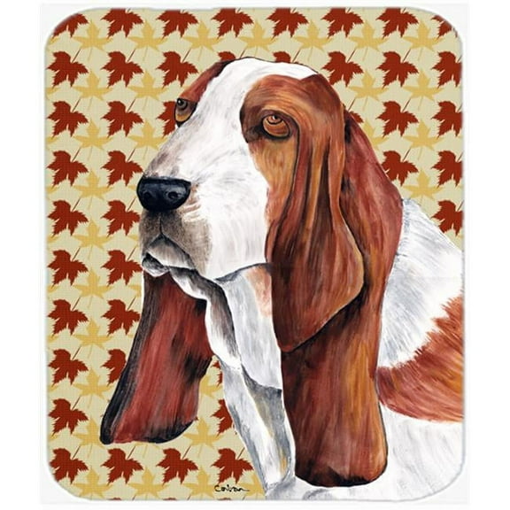 Carolines Treasures Basset Hound Fall Leaves Portrait Mouse Pad